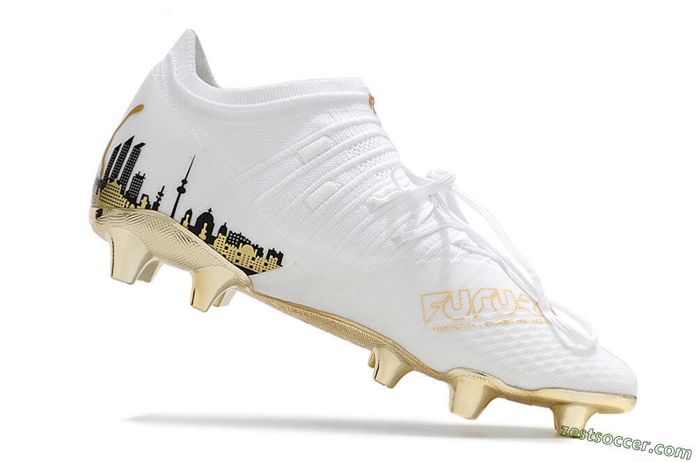Puma Future Z 1.1 FG Low-Tops Soccer Cleats - White/Blakc/Gold 5