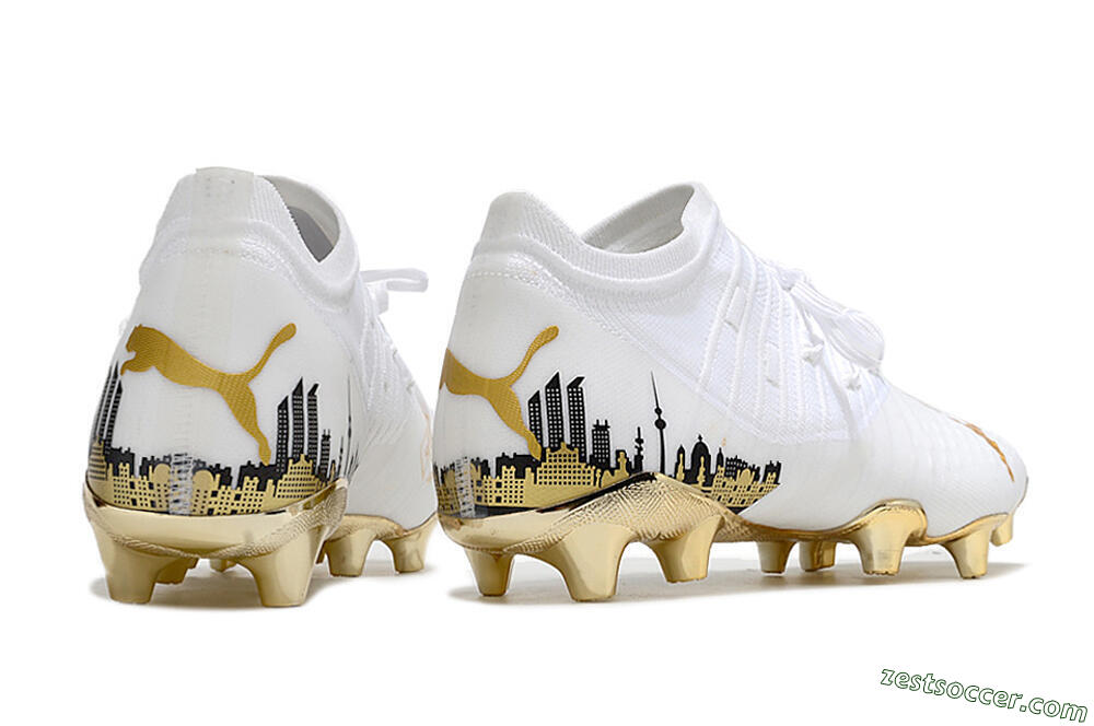 Puma Future Z 1.1 FG Low-Tops Soccer Cleats - White/Blakc/Gold 6