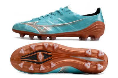 Mizuno Morelia Alpha FG Low-Tops Soccer Cleats - Blue/Brown