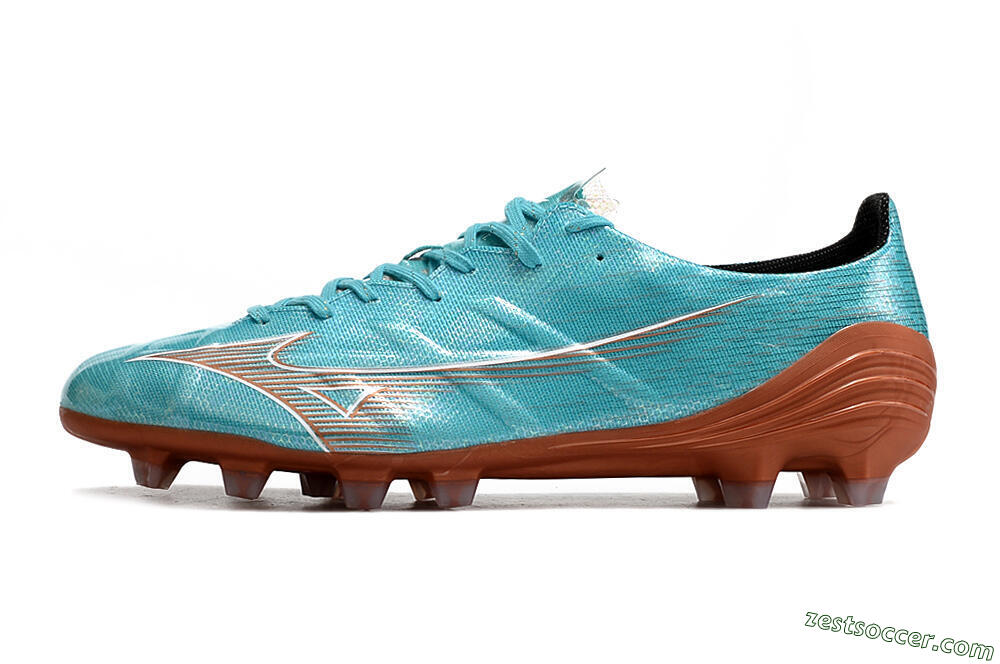 Mizuno Morelia Alpha FG Low-Tops Soccer Cleats - Blue/Brown 2