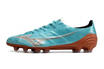 Mizuno Morelia Alpha FG Low-Tops Soccer Cleats - Blue/Brown