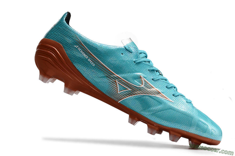 Mizuno Morelia Alpha FG Low-Tops Soccer Cleats - Blue/Brown 4