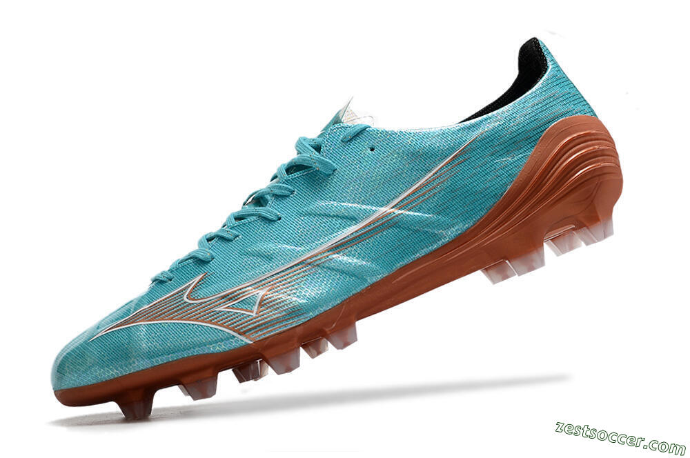 Mizuno Morelia Alpha FG Low-Tops Soccer Cleats - Blue/Brown 5