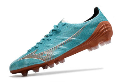 Mizuno Morelia Alpha FG Low-Tops Soccer Cleats - Blue/Brown