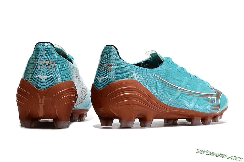 Mizuno Morelia Alpha FG Low-Tops Soccer Cleats - Blue/Brown 6