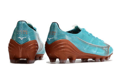 Mizuno Morelia Alpha FG Low-Tops Soccer Cleats - Blue/Brown