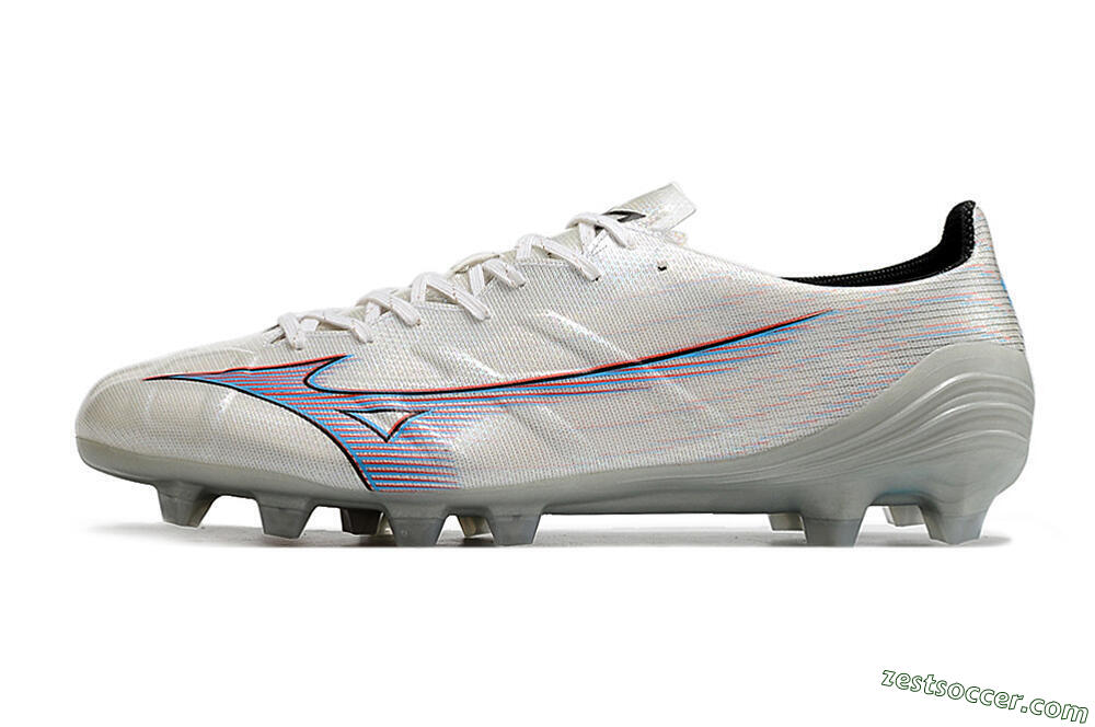 Mizuno Morelia Alpha FG Low-Tops Soccer Cleats - Silver/Red/Blue 2