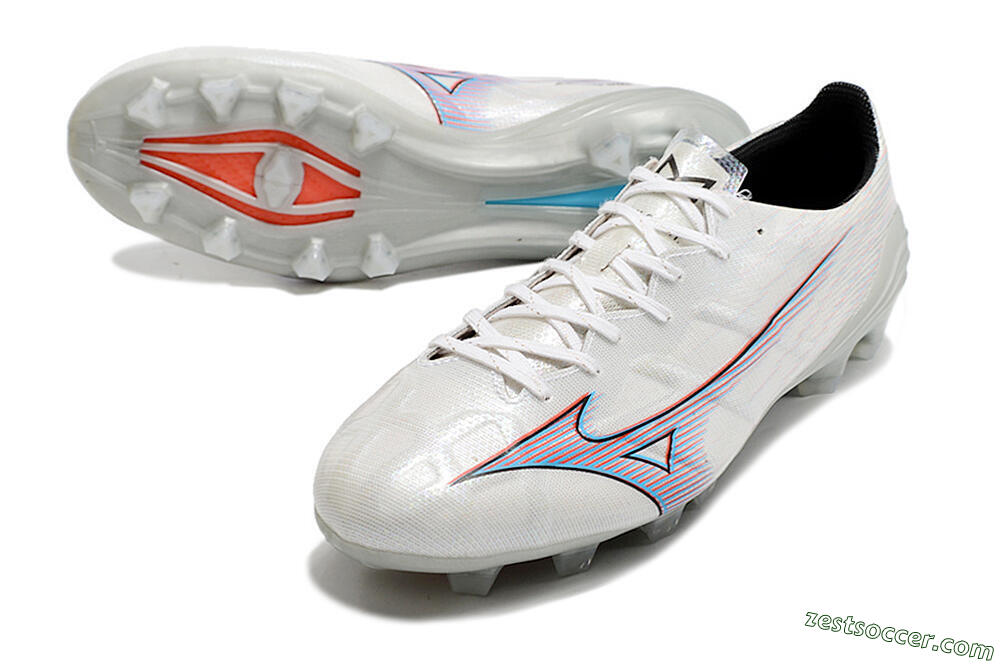 Mizuno Morelia Alpha FG Low-Tops Soccer Cleats - Silver/Red/Blue 3