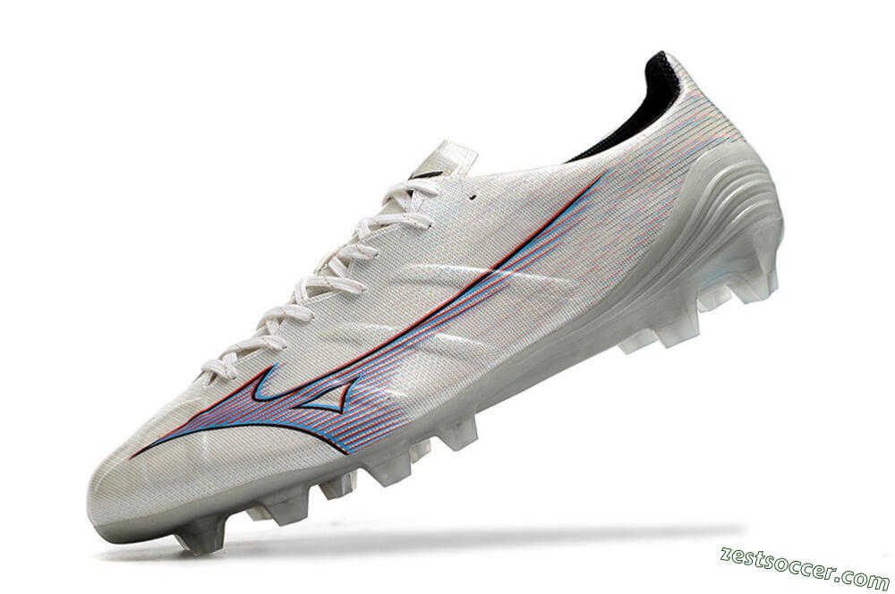 Mizuno Morelia Alpha FG Low-Tops Soccer Cleats - Silver/Red/Blue 4