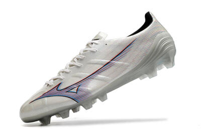Mizuno Morelia Alpha FG Low-Tops Soccer Cleats - Silver/Red/Blue