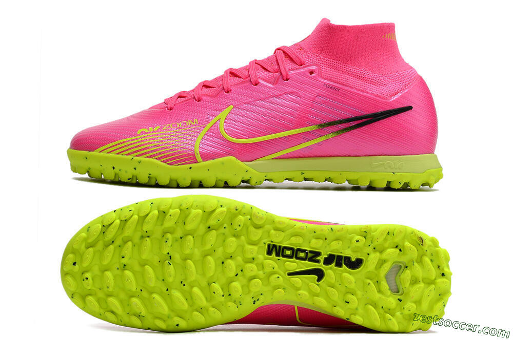 Nike Air Zoom Mercurial Superfly 9 Elite TF High-Tops Soccer Shoes - Pink/Green/Black 1