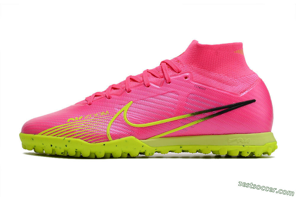 Nike Air Zoom Mercurial Superfly 9 Elite TF High-Tops Soccer Shoes - Pink/Green/Black 2