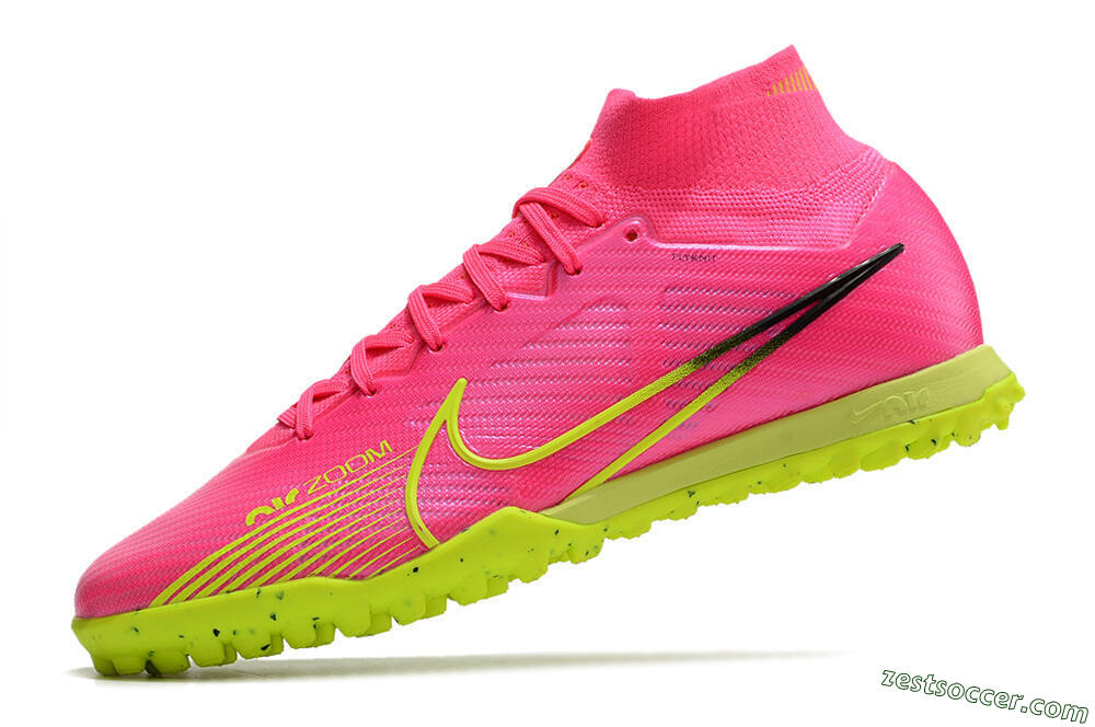 Nike Air Zoom Mercurial Superfly 9 Elite TF High-Tops Soccer Shoes - Pink/Green/Black 4