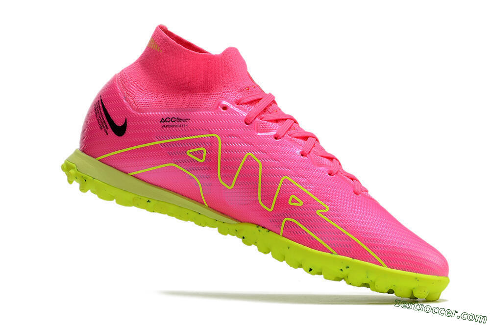 Nike Air Zoom Mercurial Superfly 9 Elite TF High-Tops Soccer Shoes - Pink/Green/Black 5
