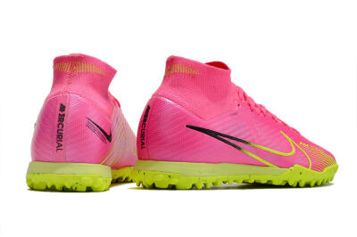 Nike Air Zoom Mercurial Superfly 9 Elite TF High-Tops Soccer Shoes - Pink/Green/Black