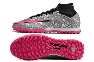 Nike Mercurial Superfly 8 Elite TF High-Tops Soccer Shoes - Grey/Black/Pink