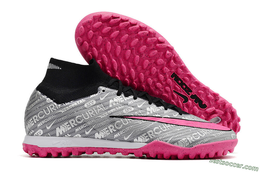 Nike Mercurial Superfly 8 Elite TF High-Tops Soccer Shoes - Grey/Black/Pink 0