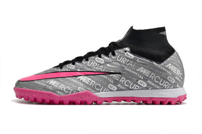 Nike Mercurial Superfly 8 Elite TF High-Tops Soccer Shoes - Grey/Black/Pink