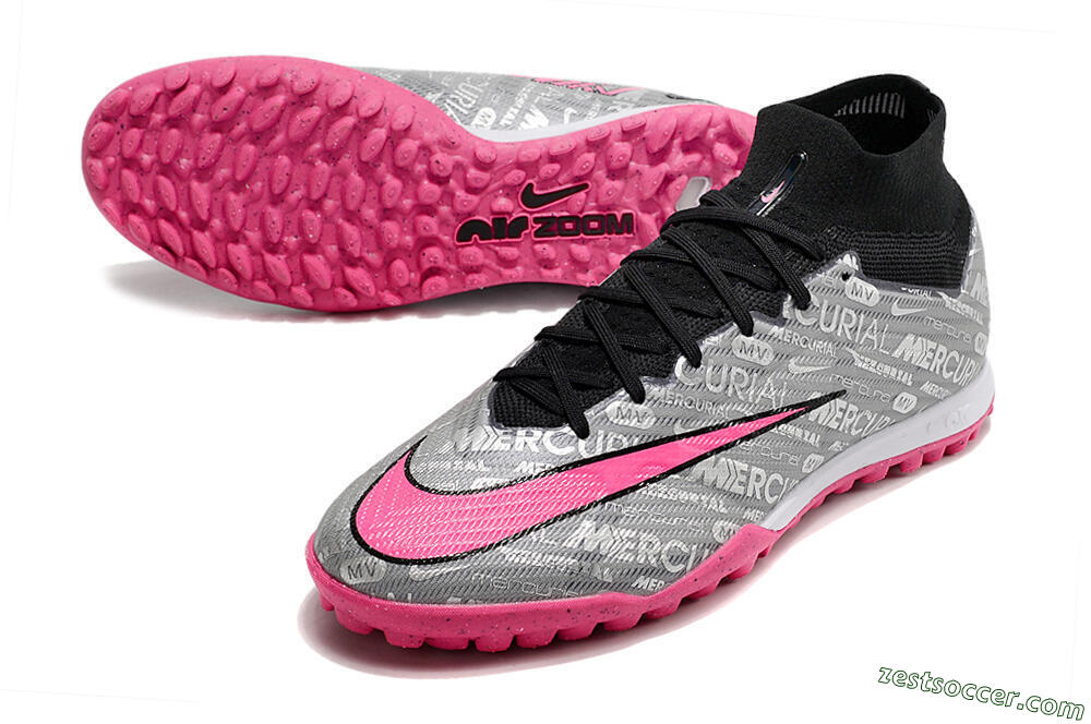 Nike Mercurial Superfly 8 Elite TF High-Tops Soccer Shoes - Grey/Black/Pink 3