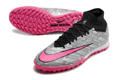 Nike Mercurial Superfly 8 Elite TF High-Tops Soccer Shoes - Grey/Black/Pink