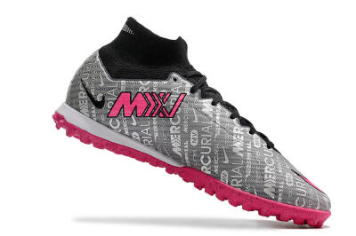 Nike Mercurial Superfly 8 Elite TF High-Tops Soccer Shoes - Grey/Black/Pink