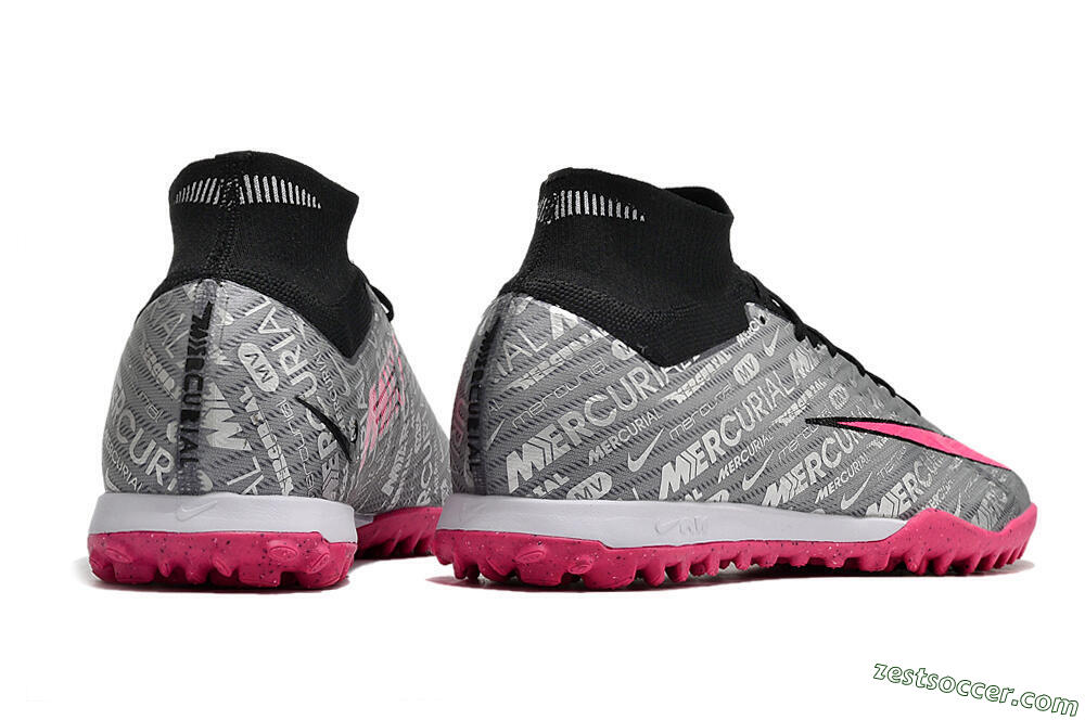 Nike Mercurial Superfly 8 Elite TF High-Tops Soccer Shoes - Grey/Black/Pink 6