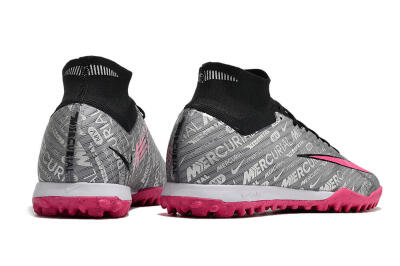 Nike Mercurial Superfly 8 Elite TF High-Tops Soccer Shoes - Grey/Black/Pink