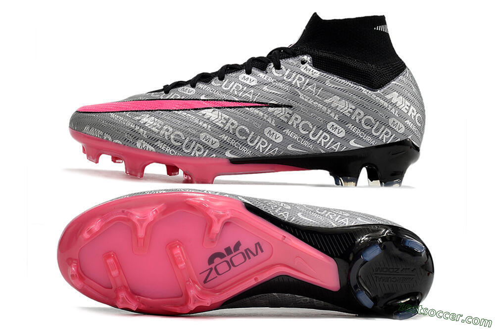 Nike Air Zoom Mercurial Superfly 9 Elite FG High-Tops Soccer Cleats - Silver/Pink/Black 1