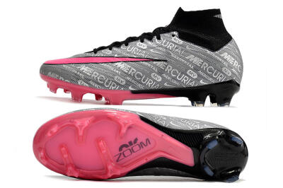 Nike Air Zoom Mercurial Superfly 9 Elite FG High-Tops Soccer Cleats - Silver/Pink/Black