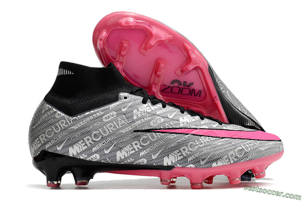 Nike Air Zoom Mercurial Superfly 9 Elite FG High-Tops Soccer Cleats - Silver/Pink/Black 0