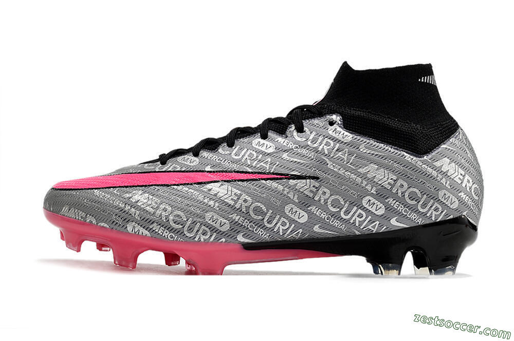 Nike Air Zoom Mercurial Superfly 9 Elite FG High-Tops Soccer Cleats - Silver/Pink/Black 2