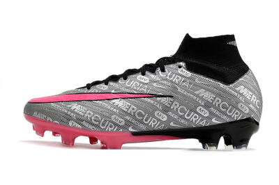 Nike Air Zoom Mercurial Superfly 9 Elite FG High-Tops Soccer Cleats - Silver/Pink/Black