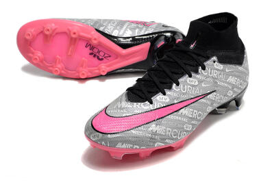 Nike Air Zoom Mercurial Superfly 9 Elite FG High-Tops Soccer Cleats - Silver/Pink/Black