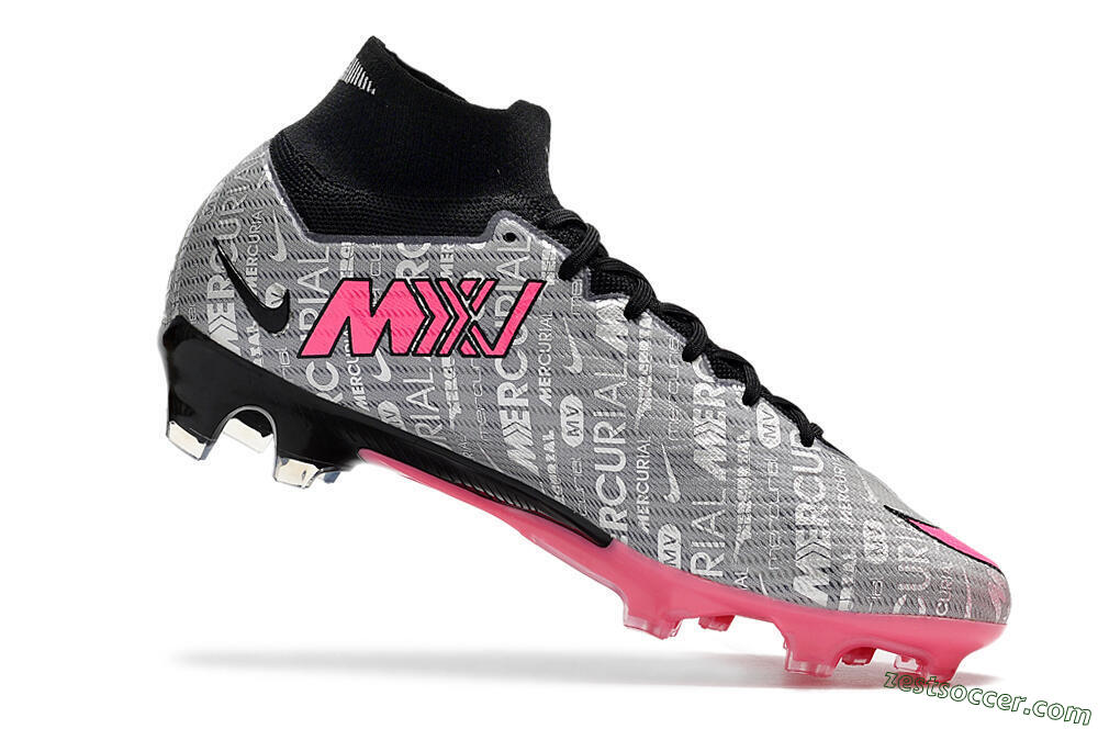 Nike Air Zoom Mercurial Superfly 9 Elite FG High-Tops Soccer Cleats - Silver/Pink/Black 4