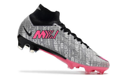 Nike Air Zoom Mercurial Superfly 9 Elite FG High-Tops Soccer Cleats - Silver/Pink/Black