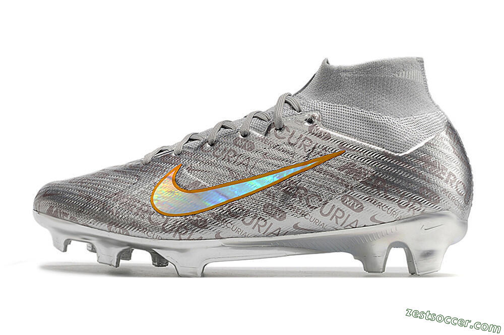 Nike Air Zoom Mercurial Superfly 9 Elite FG High-Tops Soccer Cleats - Silver/Gold 2