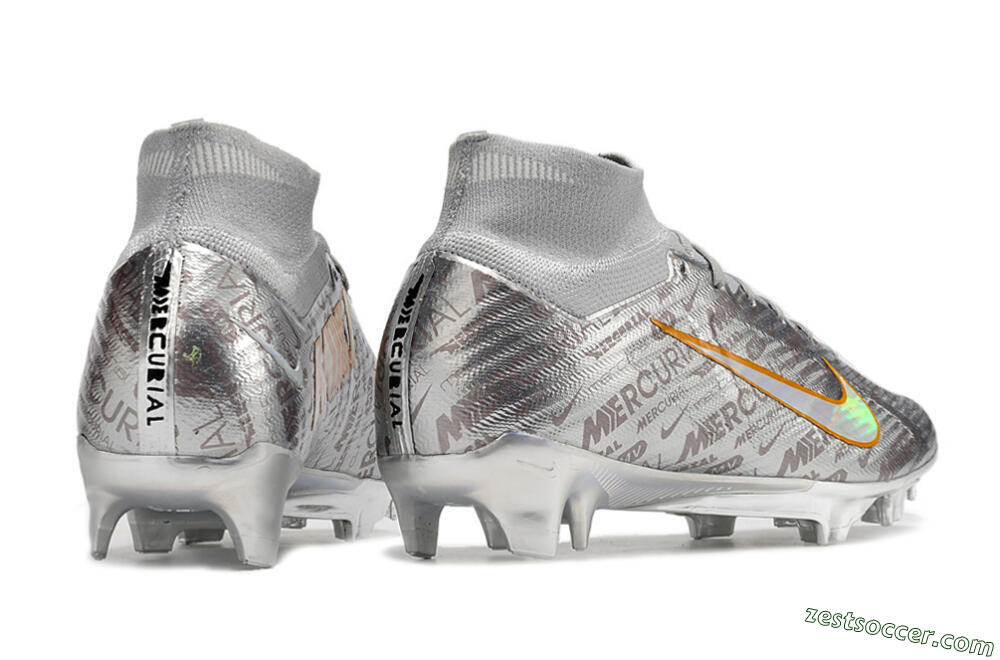 Nike Air Zoom Mercurial Superfly 9 Elite FG High-Tops Soccer Cleats - Silver/Gold 4