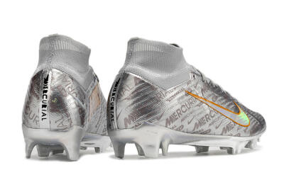 Nike Air Zoom Mercurial Superfly 9 Elite FG High-Tops Soccer Cleats - Silver/Gold