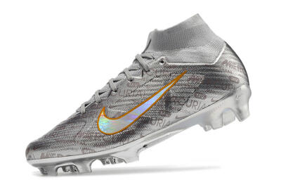 Nike Air Zoom Mercurial Superfly 9 Elite FG High-Tops Soccer Cleats - Silver/Gold