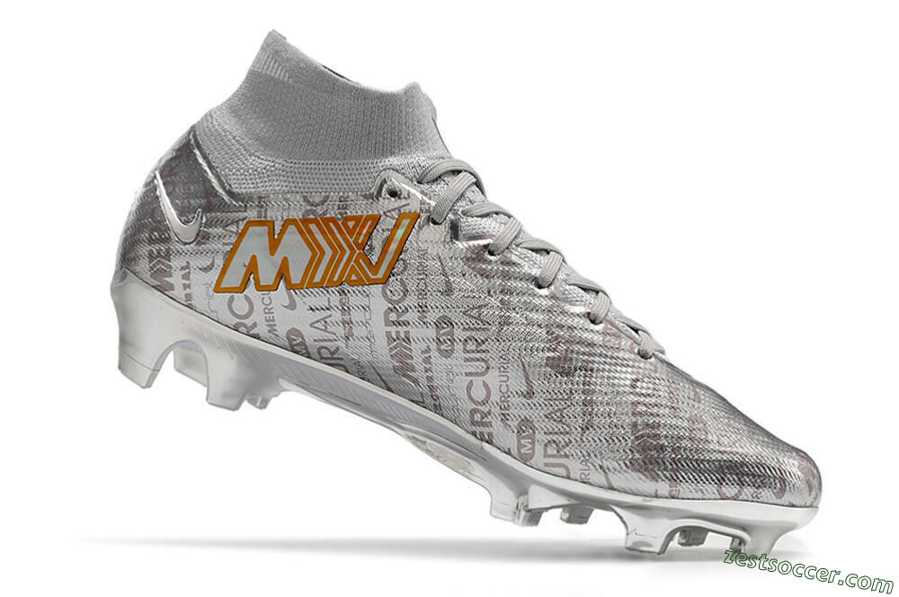 Nike Air Zoom Mercurial Superfly 9 Elite FG High-Tops Soccer Cleats - Silver/Gold 6
