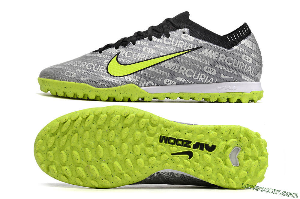 Nike Air Zoom Mercurial Vapor Elite TF Low-Tops Soccer Shoes - Grey/Black/Yellow 1