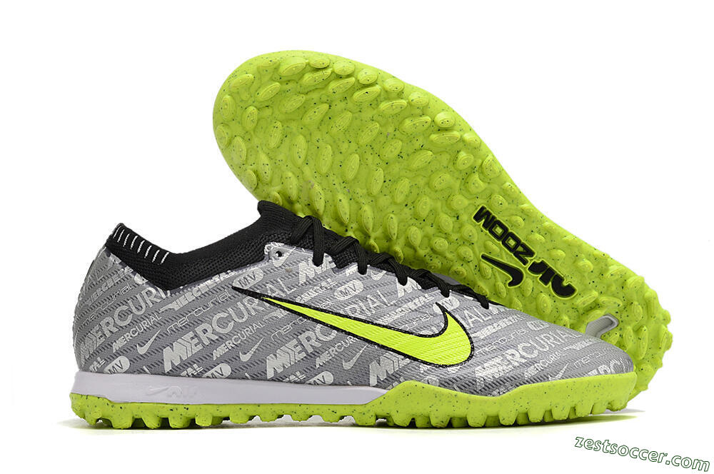 Nike Air Zoom Mercurial Vapor Elite TF Low-Tops Soccer Shoes - Grey/Black/Yellow 0