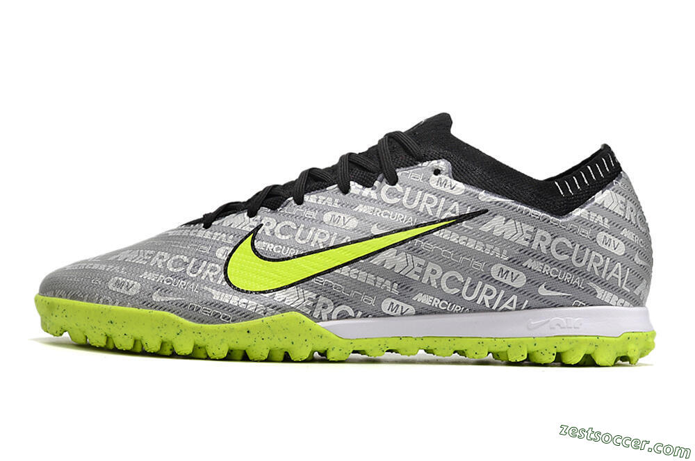 Nike Air Zoom Mercurial Vapor Elite TF Low-Tops Soccer Shoes - Grey/Black/Yellow 2
