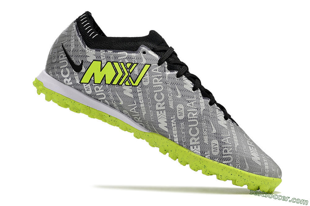 Nike Air Zoom Mercurial Vapor Elite TF Low-Tops Soccer Shoes - Grey/Black/Yellow 4