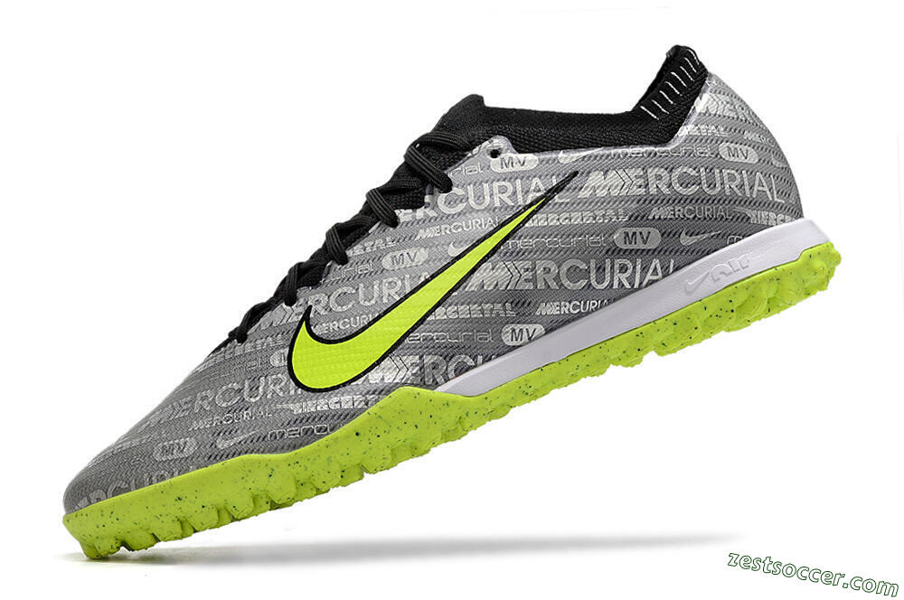 Nike Air Zoom Mercurial Vapor Elite TF Low-Tops Soccer Shoes - Grey/Black/Yellow 5