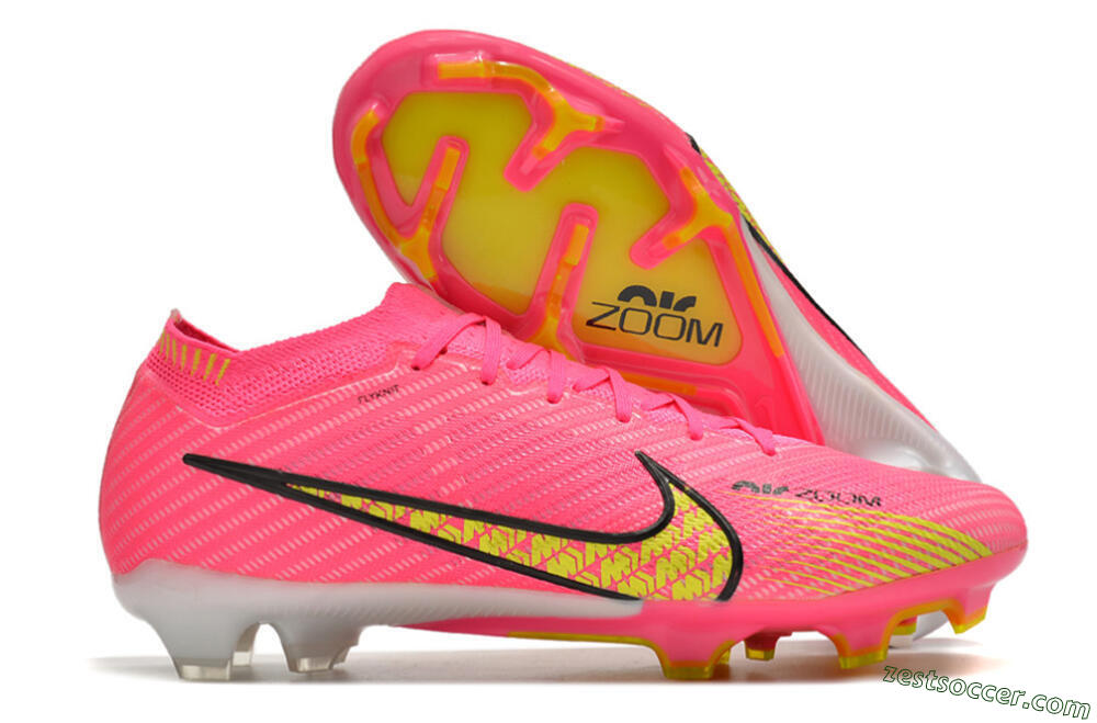 Nike Air Zoom Mercurial Vapor 15 Elite FG Low-Tops Soccer Cleats - Pink/Yellow 0