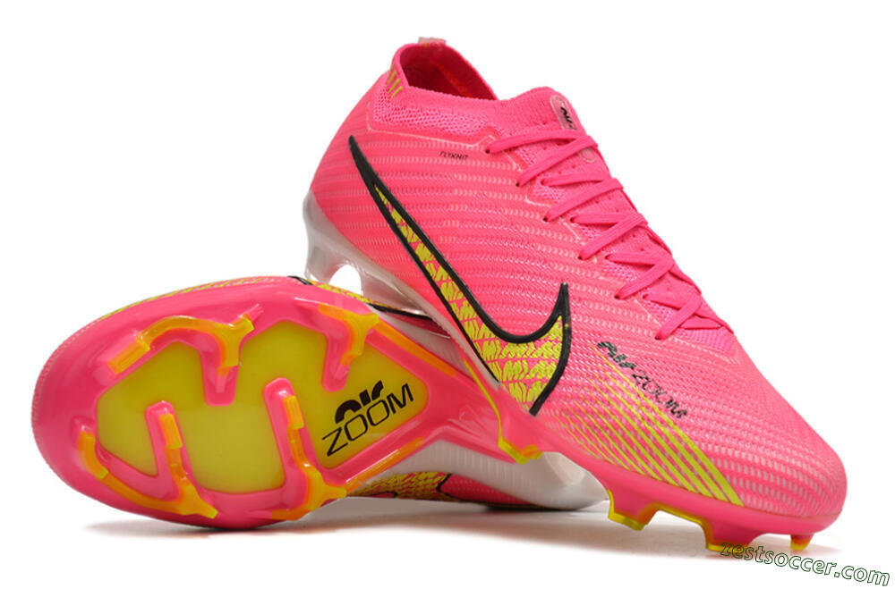 Nike Air Zoom Mercurial Vapor 15 Elite FG Low-Tops Soccer Cleats - Pink/Yellow 4