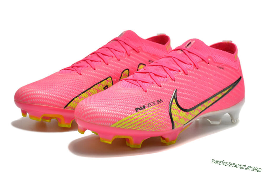 Nike Air Zoom Mercurial Vapor 15 Elite FG Low-Tops Soccer Cleats - Pink/Yellow 5