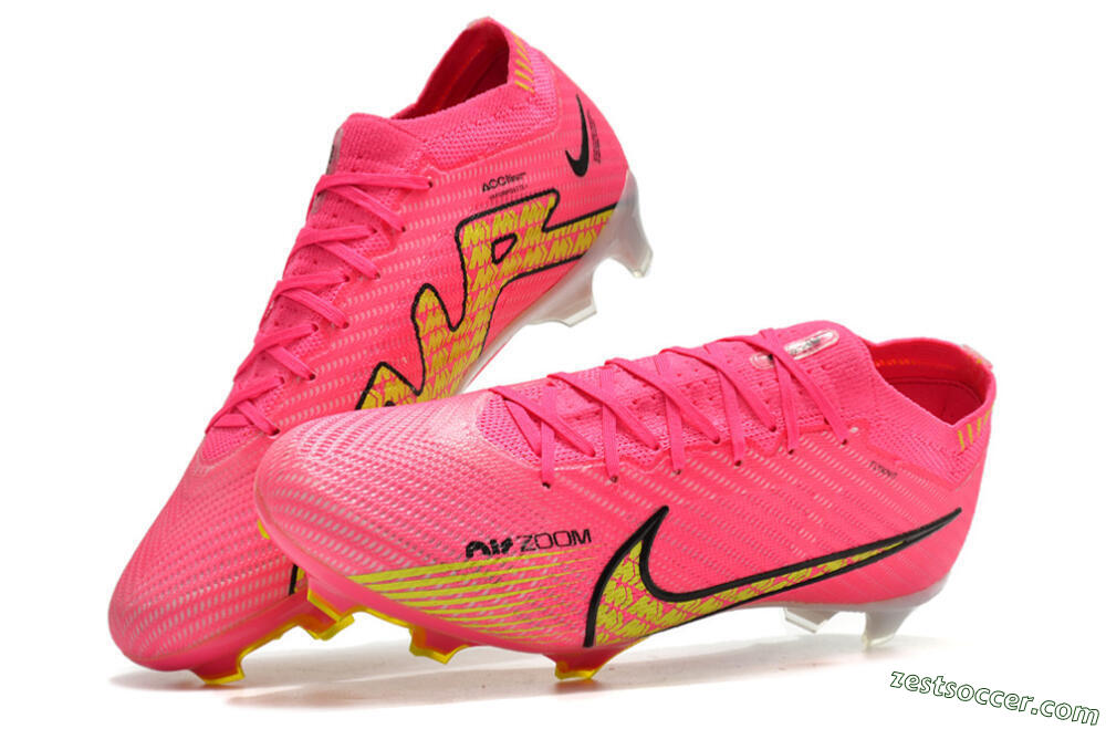 Nike Air Zoom Mercurial Vapor 15 Elite FG Low-Tops Soccer Cleats - Pink/Yellow 6