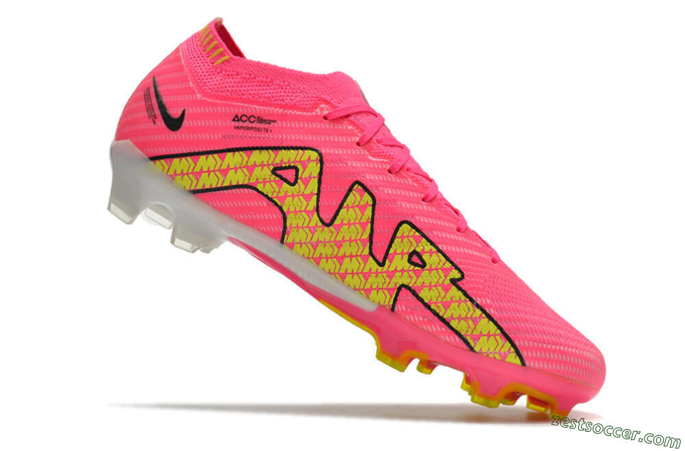 Nike Air Zoom Mercurial Vapor 15 Elite FG Low-Tops Soccer Cleats - Pink/Yellow 7